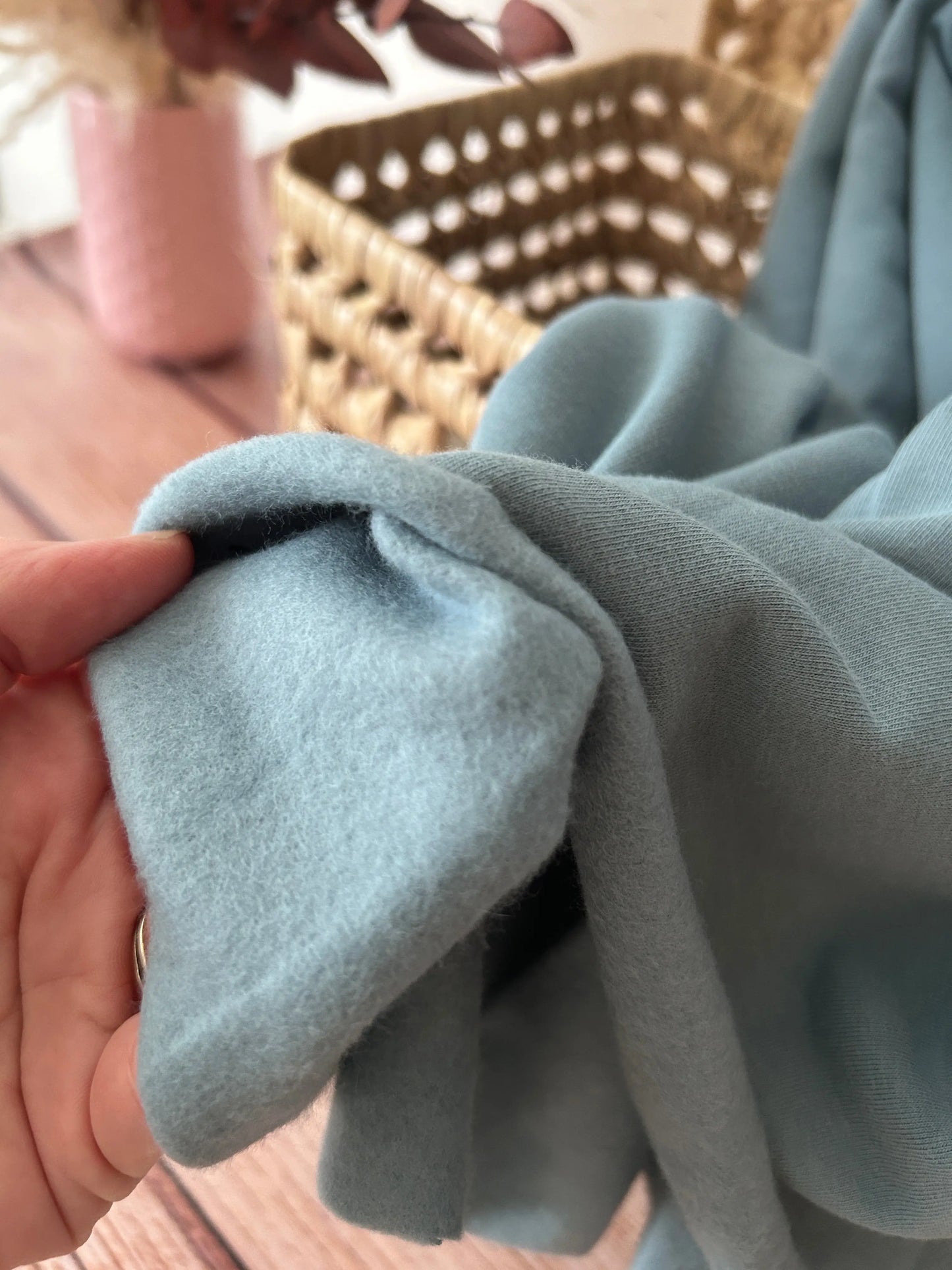 Tissu sweat french terry- coloris bleu jean Emilia Fabrics