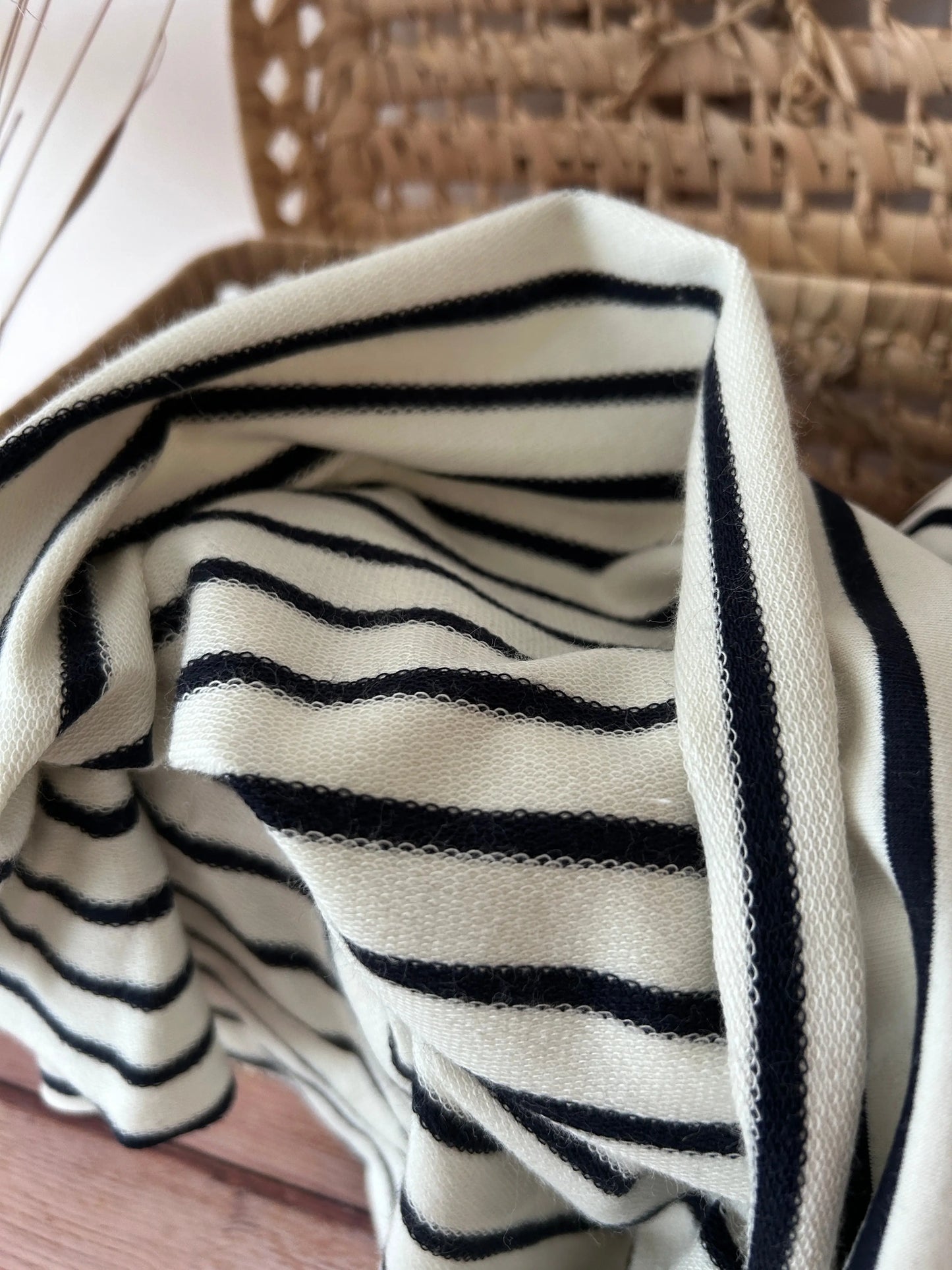 Tissu sweat french terry non brossé - marinière Emilia Fabrics