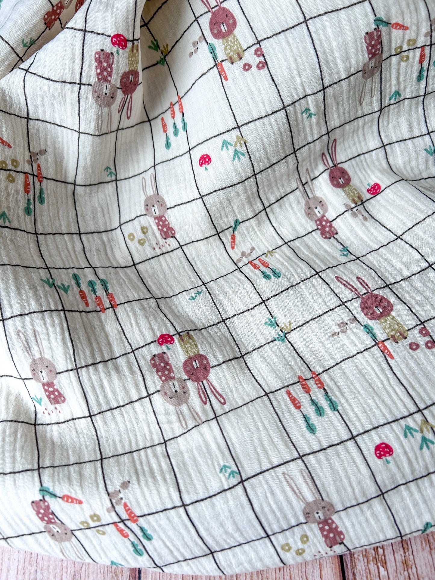 Tissu double gaze lapin Emilia Fabrics