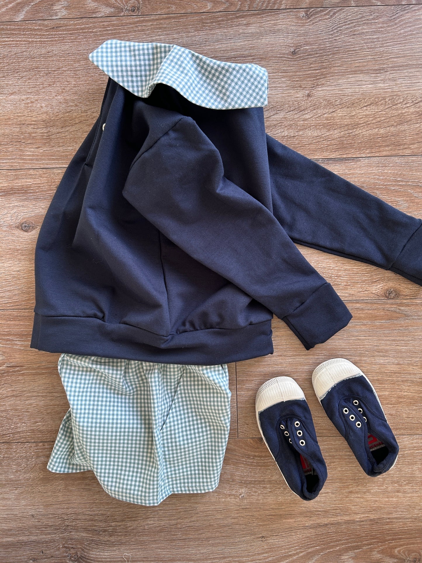 Sweat enfant Martin- Col chemise vichy Emilia Maison créative