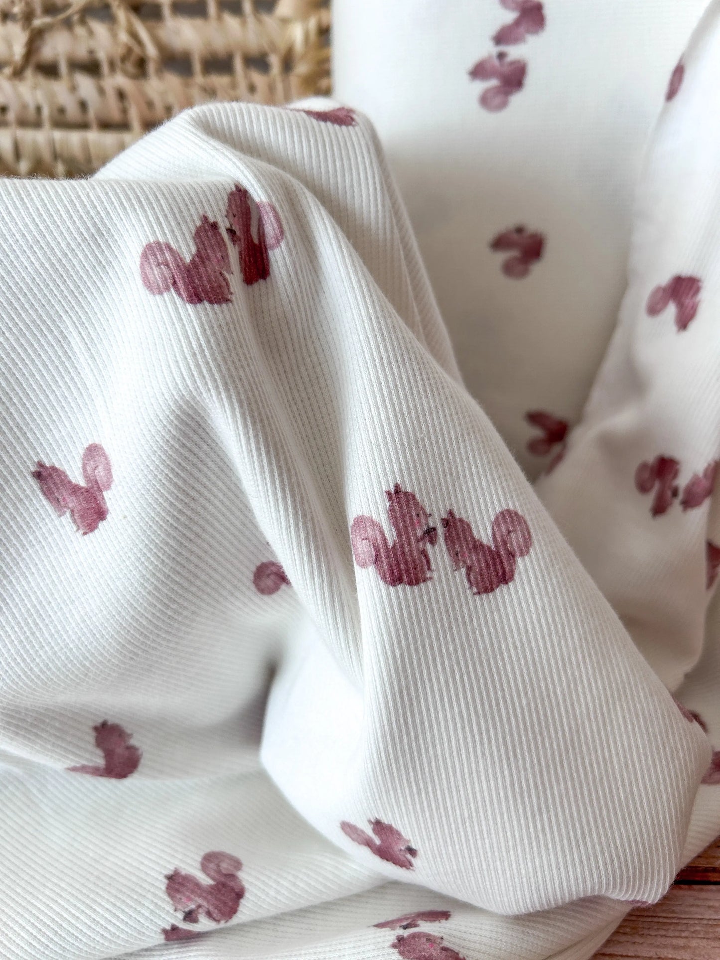 Jersey côtelé motif écureuil Emilia Fabrics