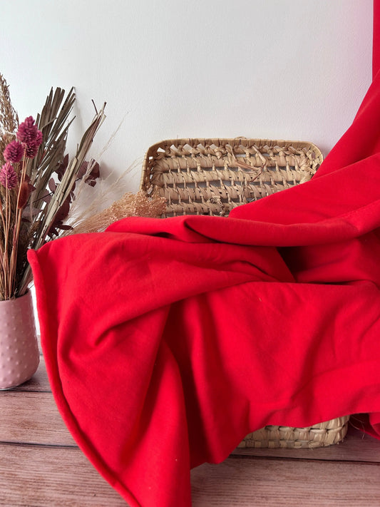 Tissu sweat french terry rouge Emilia Fabrics