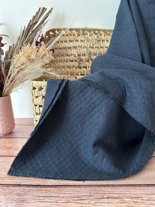 Tissu matelassé bleu chiné Emilia Fabrics