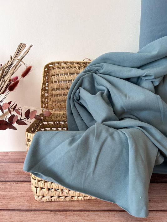 Tissu sweat french terry- coloris bleu jean Emilia Fabrics