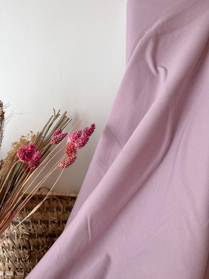 Tissu sweat french terry non brossé - coloris lilas poudré Emilia Fabrics