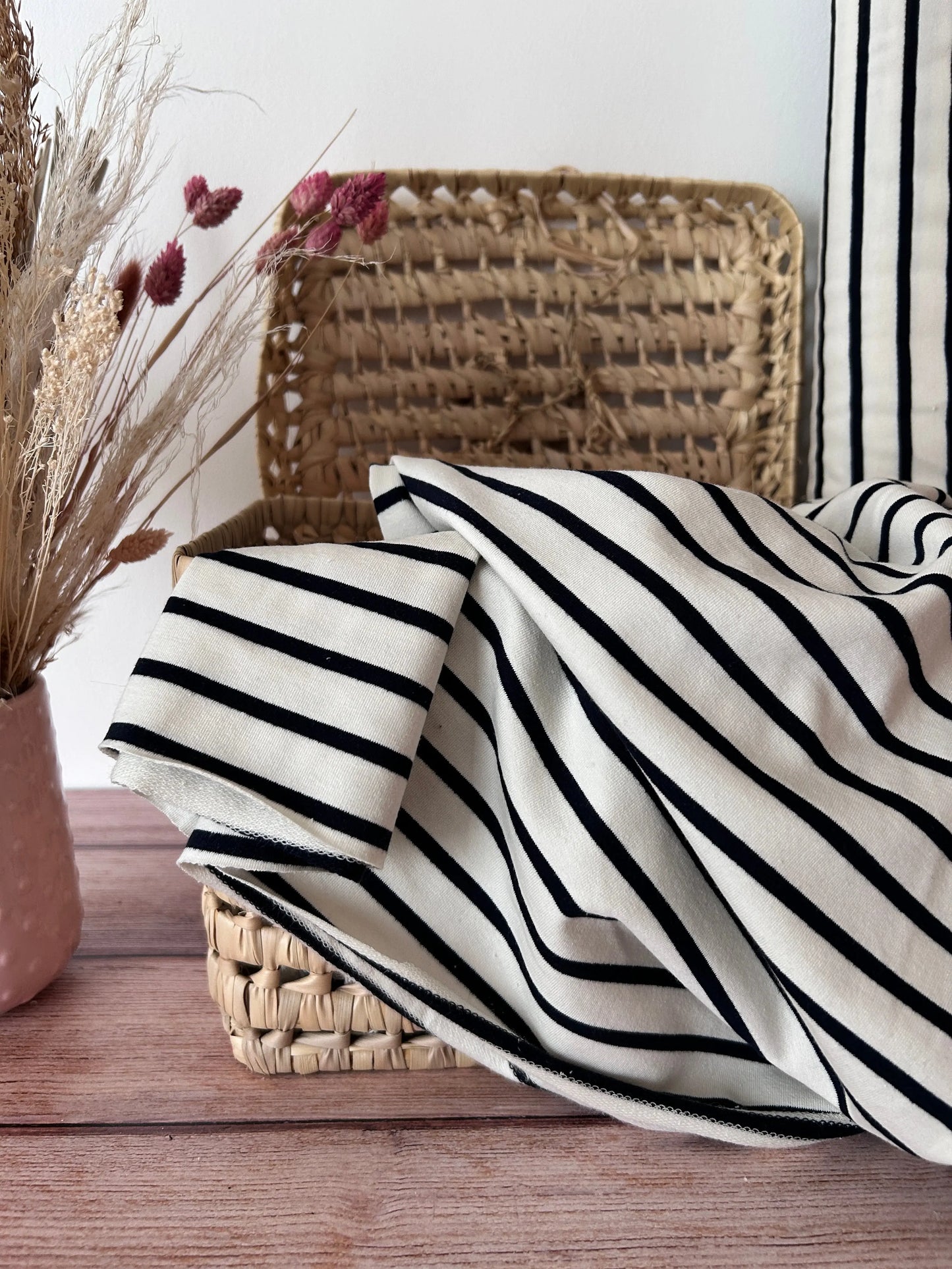 Tissu sweat french terry non brossé - marinière Emilia Fabrics