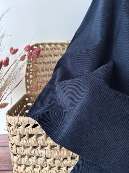 Tissu velours cotelé coloris bleu-marine Emilia Fabrics