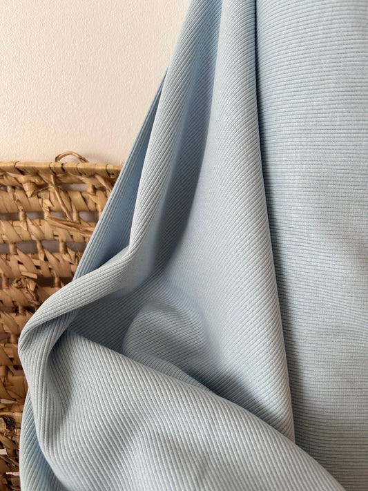 Tissu jersey côtelé coloris bleu ciel Emilia Fabrics