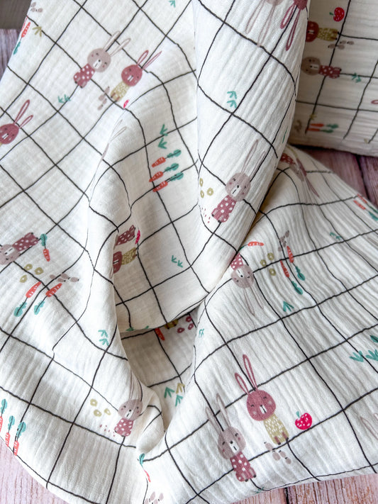 Tissu double gaze lapin Emilia Fabrics