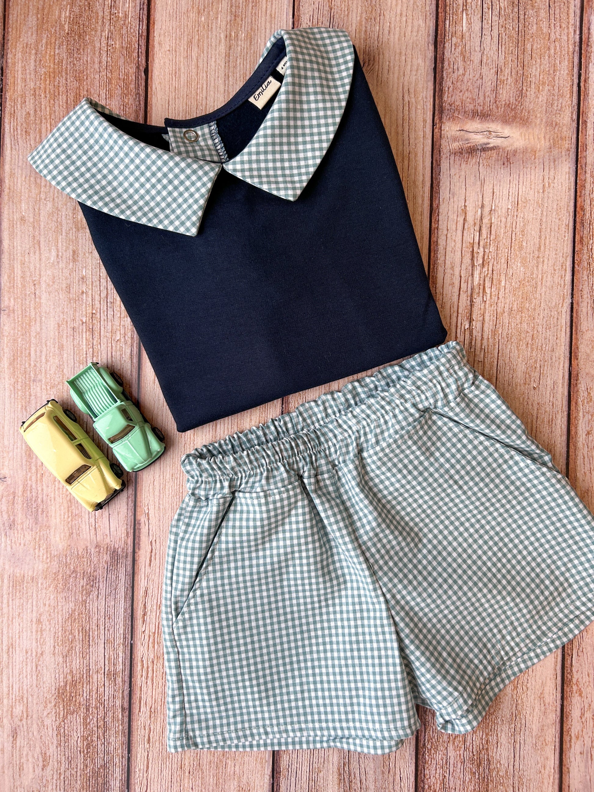 Sweat enfant Martin- Col chemise vichy Emilia Maison créative