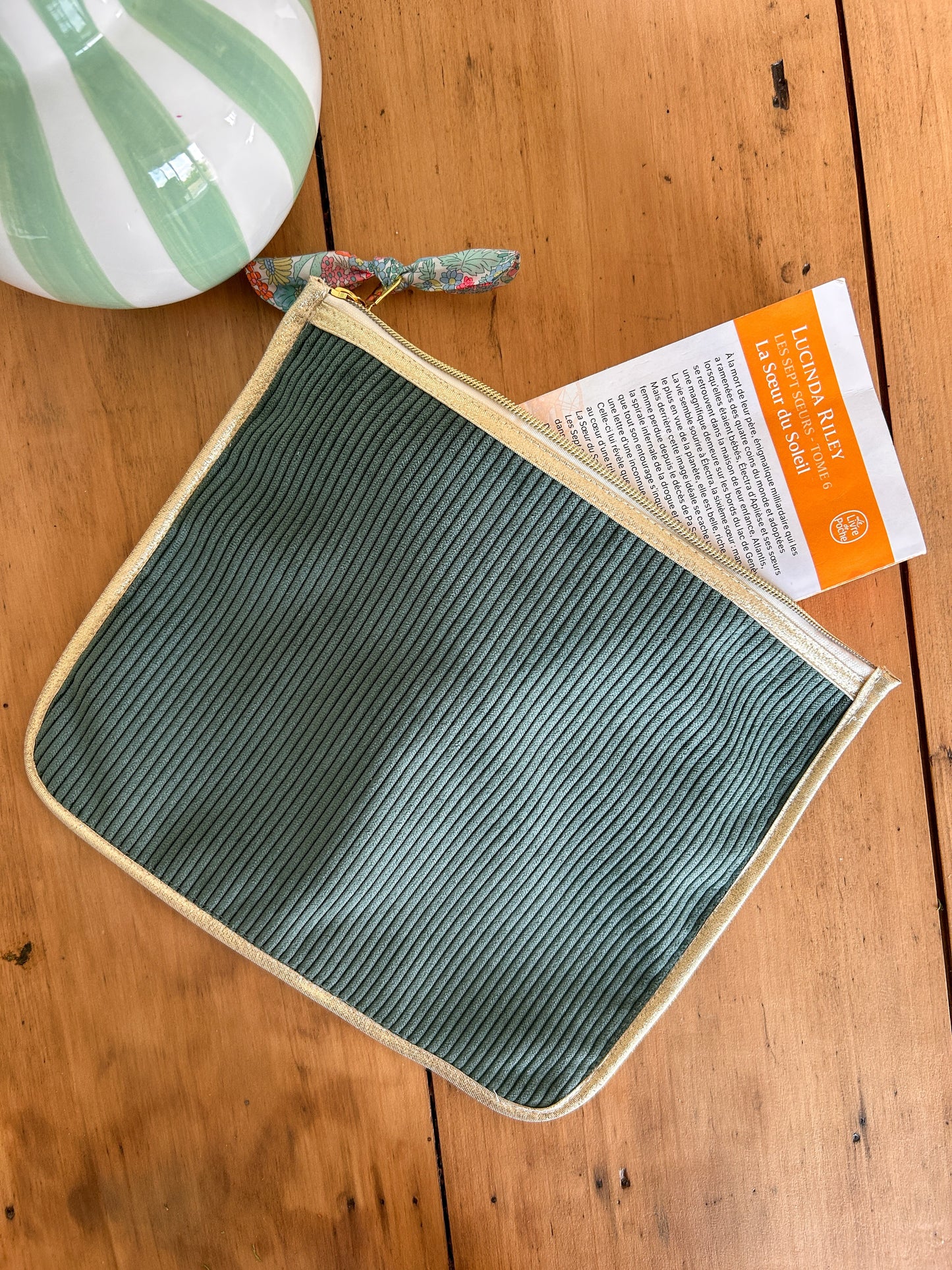 Pochette livre velours et Liberty Emilia Maison créative