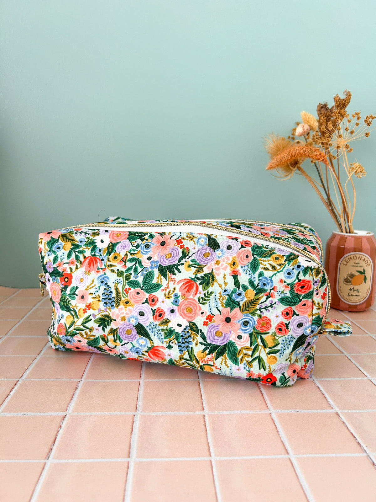 Grande trousse de toilette double compartiment en tissu Rifle Paper