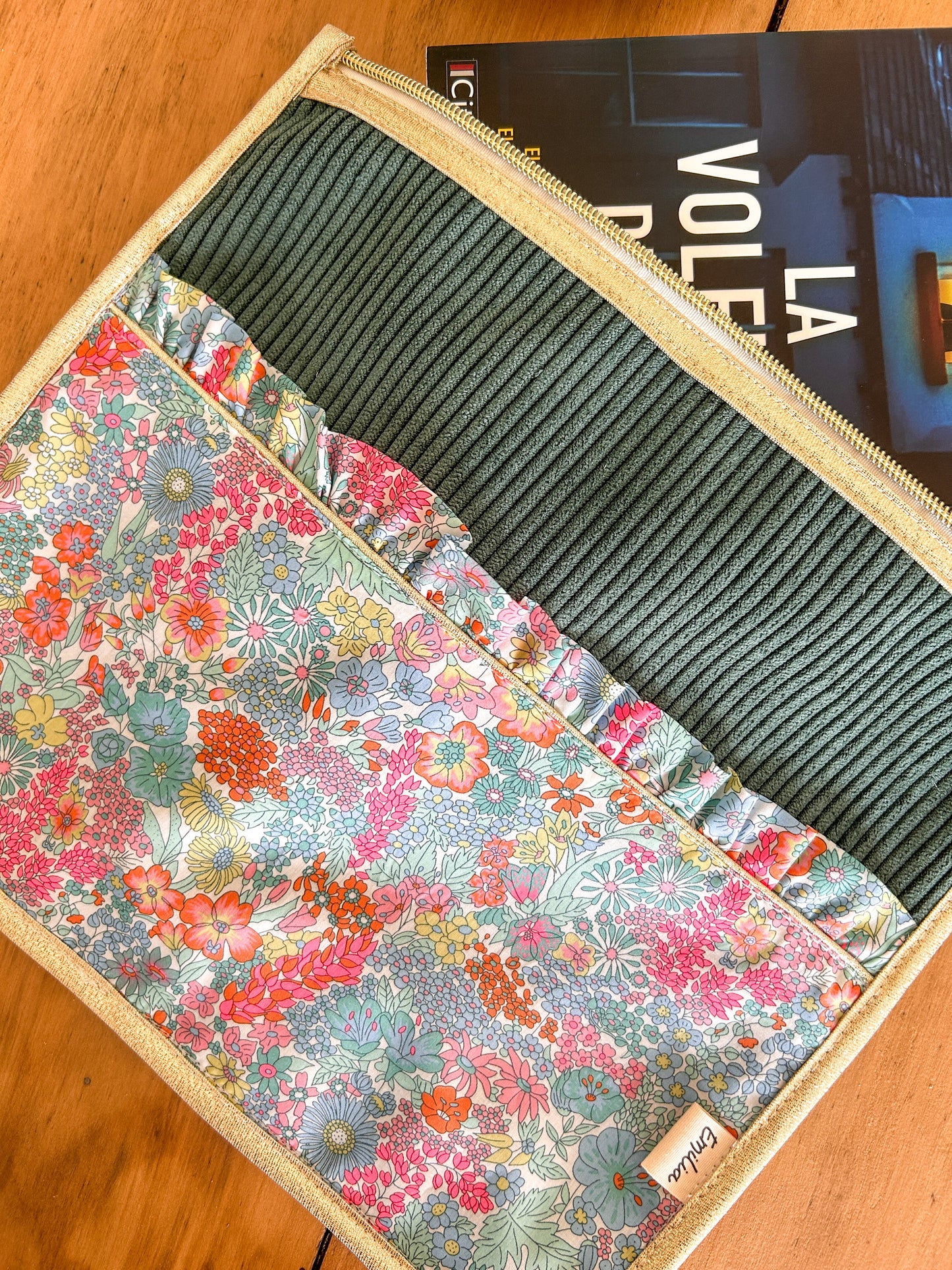 Pochette livre velours et Liberty Emilia Maison créative