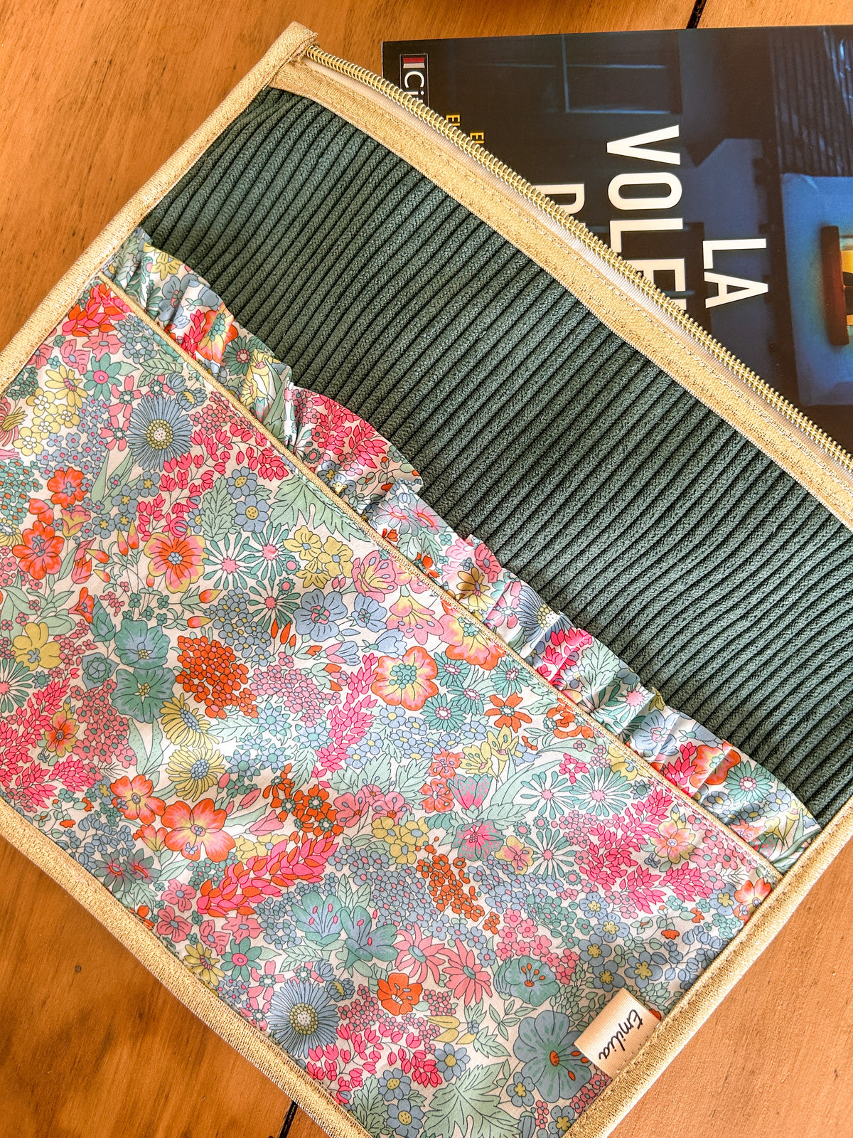Pochette livre velours et Liberty Emilia Maison créative
