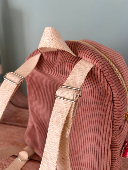 Sac à dos artisanal en velours et Liberty pour enfant de maternelle
