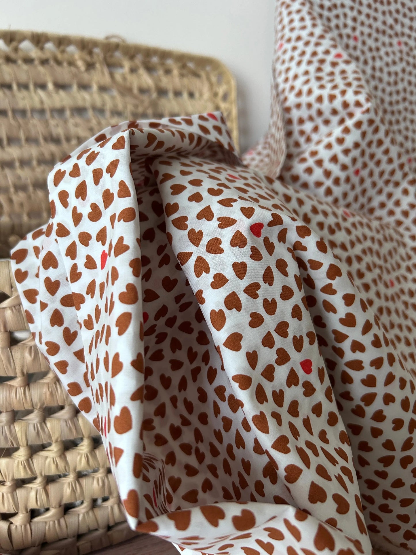 Tissu popeline cœur Ma boutique