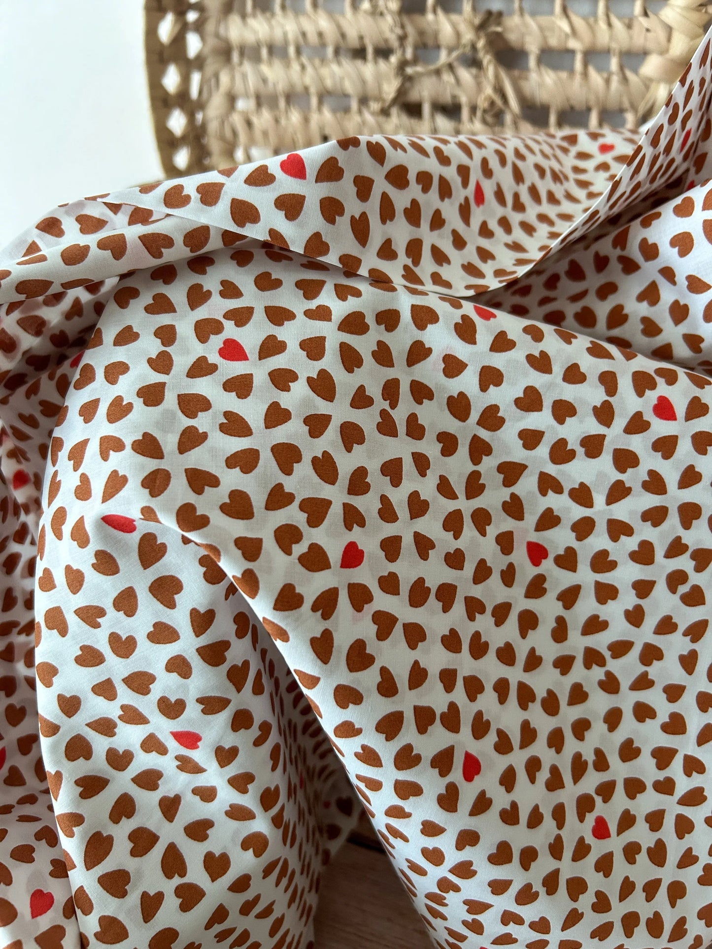 Tissu popeline cœur Ma boutique